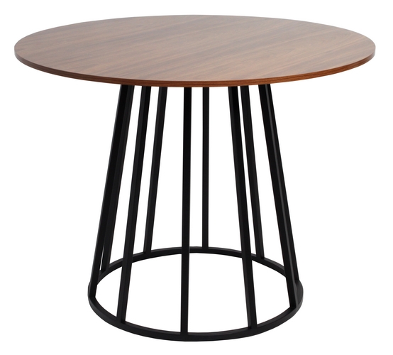 MESA MUNIQUE PRETA REDONDA 120 CM - Tampo Madeirado Castanho